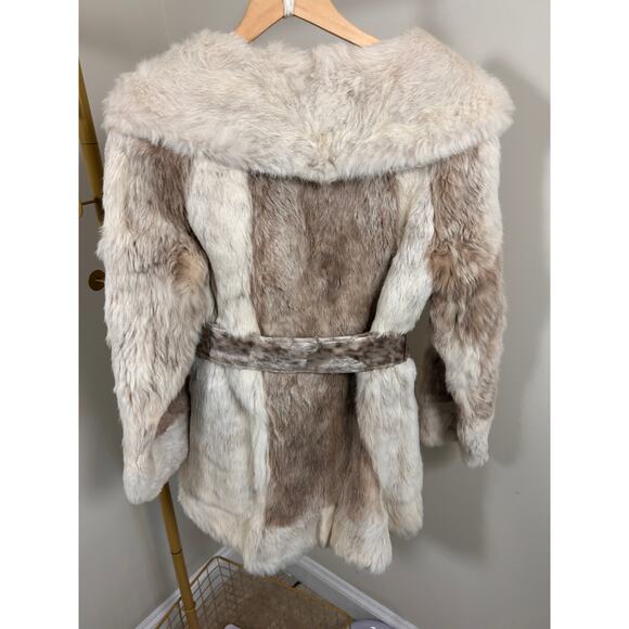 Vintage Edward Glasser Rabbit Fur Coat | Belted Mid-Length | Classic Beige | S - Picture 10 of 14